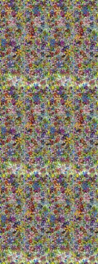 Renkli Bahar Temalı Kusursuz Arkaplan. Çiçeksel fantezi tasarımı, parlak bir arka planda, kusursuz bir desen. Düz Çiçek Elementleri Tasarımı.