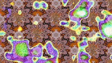 Desen, çizim, çiçek sınırı. Kıvırcık, parlak örgü. Raster illüstrasyonu. Çiçek çelengi. Güzel, parlak, pürüzsüz kumaş, tuval. Klasik eski arkaplan.