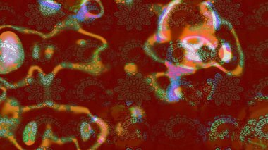 Sevimli çiçek raster deseni. Kırmızı ve kahverengi renkte çiçekler. Düz Çiçek Elementleri Tasarımı. Renkli Bahar Teması çizim şablonu.