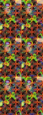 Raster illüstrasyonu. Çiçek desenli çizim. Düz Çiçek Elementleri Tasarımı. Renkli Bahar Teması eskiz kalıbı. Siyah ve kahverengi renkte çiçekler. Asya tekstil tarzında.