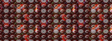 Çiçeksel kahverengi ve siyah eskiz deseni. Raster çiçek izi. Klasik taslak çizimi. Raster Yumuşak kumaş deseni.