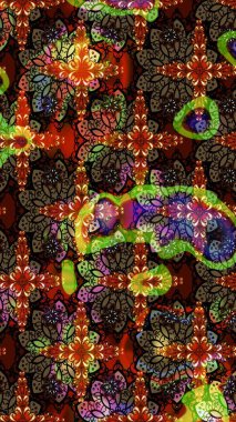 Güzel kumaş deseni. Raster illüstrasyonu. El çizimi. Çiçekler, dallar, otlar ve çiçekler.