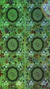 Yeşil renklerdeki altın element. Lüks, kraliyet ve Viktorya dönemi konsepti. Yeşilden çok altın rengi klasik barok çiçekli desenler. Süslü raster dekorasyonu.