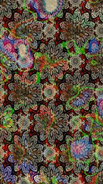 Raster illüstrasyonu. Renkli Bahar Teması eskiz kalıbı. Düz Çiçek Elementleri Tasarımı. Çiçekli çiçek deseni, suluboya. Gri ve kahverengi renkte çiçekler.