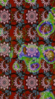 Çiçekler suluboya eskiz deseni. Raster Stili kumaş deseni.