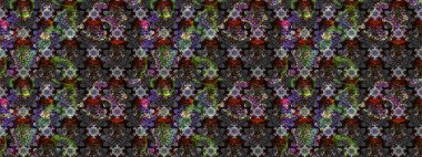 Çiçekli yaz çiçekleri. Küçük çiçekte güzel bir desen. Küçük renkli çiçekler. Moda baskıları için zarif bir şablon. Motley illüstrasyonu. Çizim.