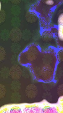 Nakış desenli çiçek deseni. Renkli grunge soyut arkaplanı koloyeşil çiçeklerle süslüyor. İzler, kumaş, duvar kağıtları, tekstil için raster dokusu.