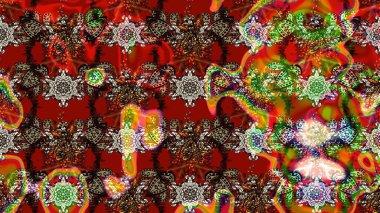 Raster deseni. Raster illüstrasyonu. Küçük çiçekteki sevimli çiçek deseni. Kibarca, yaz çiçekleri kırmızı renklerde.