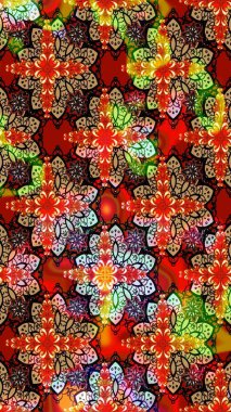 Raster çiçek desenli çiçek deseni, yapraklar, dekoratif elementler, sıçrama, lekeler, el çizimi kontur çizgileri ve Doodle çizim stili, grafik raster çizim çizimi.