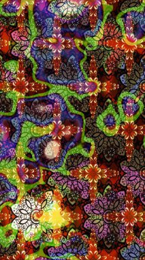 Soyut etnik raster çizim kalıbı. Arkaplan dokusu, duvar kağıdı, kahverengi ve yeşil renkli çiçek teması. Kabile sanatı boho baskısı, klasik çiçek arkaplanı.