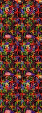 Raster illüstrasyonu. Kahverengi ve siyah renklerde bahar çiçekleri. Yaprak ve çiçeklerin suluboya resmi, kahverengi ve siyah renkler üzerine çizim şekli.