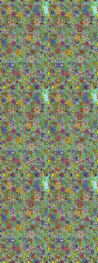 Çiçekli zambaklar kusursuz bir arka plan. Çiçek tasarımı için inanılmaz bir kolaj cenneti tarzı. Parlak çiçekli kolaj çiçekleri yeşil ve nötr.