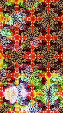 Çiçek desenli çizim. Asya tekstil tarzında. Düz Çiçek Elementleri Tasarımı. Güzel kumaş deseni. Renkli Bahar Teması eskiz kalıbı. Raster illüstrasyonu.