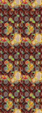 Gri ve kırmızı renklere karalamalar çizilmiş çiçek deseni. Raster illüstrasyonu.