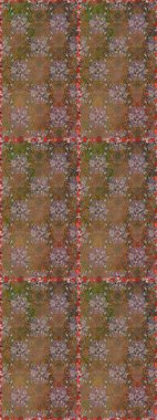 Renkli Bahar Temalı Kusursuz Arkaplan. Kahverengi ve bej renkli çiçekler. Sevimli çiçek raster deseni. Düz Çiçek Elementleri Tasarımı.