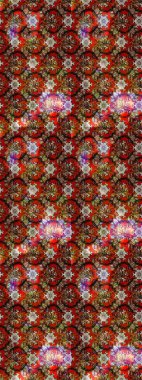 Raster illüstrasyonu. Kahverengi ve kırmızı renklere karalamalar çizilmiş çiçek deseni.