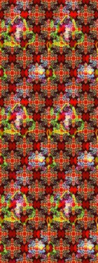 Düz Çiçek Elementleri Tasarım Raster illüstrasyonu. Çiçekli çiçek deseni, suluboya. Kırmızı ve kahverengi renkte çiçekler. Renkli Bahar Teması çizim şablonu.