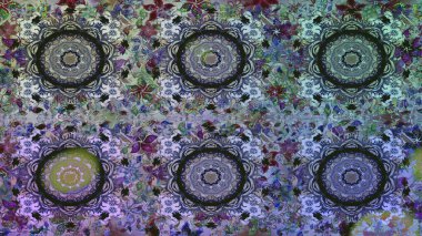 Raster illüstrasyonu. Kusursuz soyut bir arkaplan. Oriental raster klasik gri, mavi ve altın desenli.