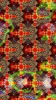 Düz Çiçek Elementleri Tasarımı. Raster illüstrasyonundaki çiçek desenli çizim. Renkli Yaz Temalı eskiz kalıbı. Kırmızı ve bej renkte çiçekler.