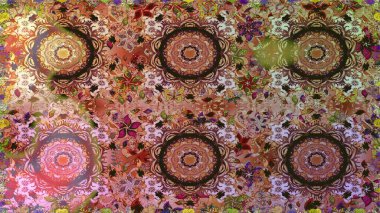 Klasik klasik klasik arka plan. Geleneksel oryantasyon süsü. Klasik raster sarısı, kusursuz desen. Kahverengi ve nötr renklerde altın elementlerle kusursuz desen.