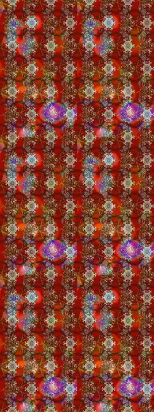 Suluboya elle çizilmiş çiçek desenli eskiz deseni. Parlak renkli fantezi çiçekleri, yapraklar, kahverengi ve kırmızı renkli tomurcuklar kahverengi ve kırmızı.