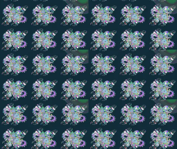 Çizim çiçek deseni duvar kâğıdı olarak kullanılabilir. Mavi renkli çiçekler. Raster illüstrasyonu.