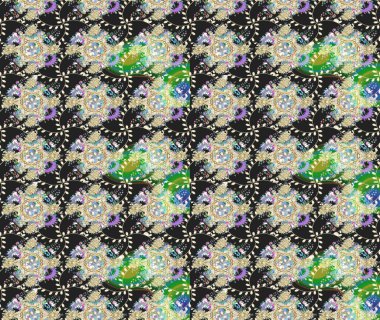 Raster. Düz Çiçek Elementleri Tasarımı. Renkli Bahar Teması çizim şablonu.