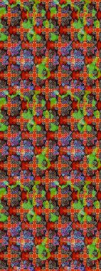 Raster illüstrasyonu. Kırmızı ve kahverengi renkte kırmızı ve kahverengi papatya deseni. Kırmızı ve kahverengi renklerde.