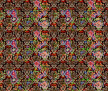 Kahverengi renkte yaz çiçekleri. Raster illüstrasyonu. Raster çiçek desenli ve çiçekli..