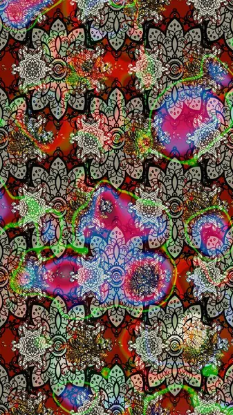 Raster illüstrasyonu. Tekstil veya kitap kapakları, imalat, duvar kağıtları, baskı, hediye paketi ve yapıştırma kitabı için çiçek eskizi geçmişi. Küçük ölçekli çiçeklerdeki basit sevimli desen.