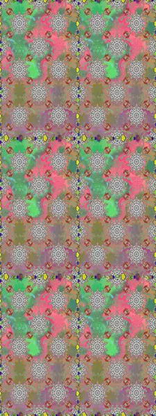 Çok renkli ve yeşil zarif küçük çiçekler ve gri ve yeşil renkli komik böcekler, raster deseni, illüstrasyon.