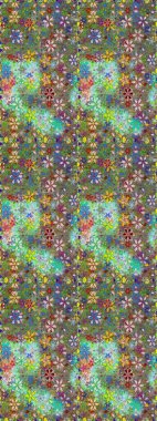 Yeşil ve kahverengi renkli çiçekler. Kumaş desenli papatya çiçekleri ayrıntıları.