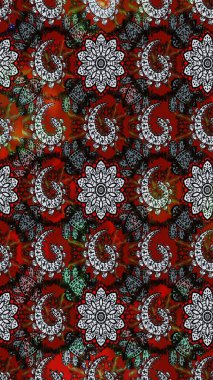 Raster illüstrasyonundaki çiçek desenli çizim. Gri ve siyah renkte çiçekler.