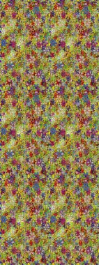 Çiçek ve yapraklı karalama şeklinde Raster çiçek deseni. Yumuşak, yeşil ve kahverengi renklerde bahar çiçekleri. Raster illüstrasyonu.