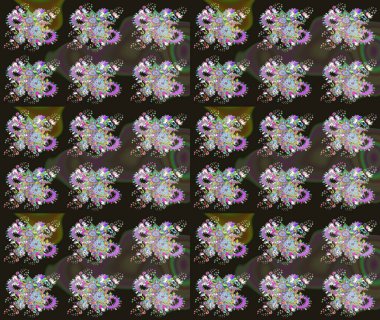 Gri renkli çiçekler. Elle boyanmış suluboya resim çizimi çiçekler ve bitkiler.