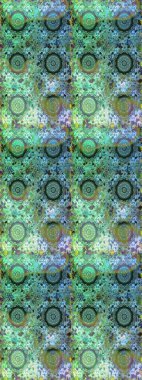 Yeşil, mavi ve altın desenli. Tekrarlayan elementlerle kusursuz soyut arkaplan. Zarif raster klasik desen.