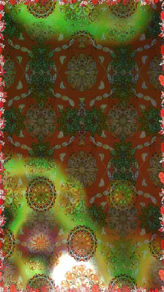 Çiçeksiz desenli arka plan. Kahverengi ve yeşil renkli çiçekler. Tişört baskısı için çiçek boyama rasteriName.