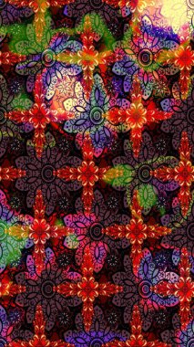 Eskiz arkaplan modeli. Raster - stok. Yapraklı çiçekler ve papatya çiçekli siyah ve kahverengi renkler.