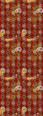 Raster deseni. Raster illüstrasyonu. Küçük çiçekteki sevimli çiçek deseni. Nazikçe, yaz çiçekleri kahverengi ve kırmızı renklerde.