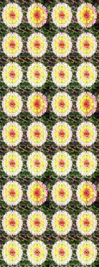 Ağaç dallı bahar çiçekleri ile desen, çiçek siluetiyle yeşil renkler. Raster deseni.