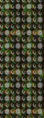 Çiçeksel elementlerle süslenmiş zarif raster dokusu. Kahverengi ve siyah renkli parlak çiçekli soyut çizim deseni. Küçük çiçekte şirin bir çiçek deseni var..