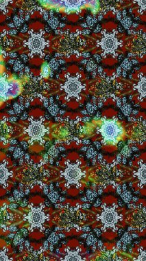 Soyut etnik raster çizim kalıbı. Çiçekler. Vadinin çiçekleri gri ve kahverengi renklerde.