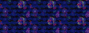 Çiçekli karalama şeklinde Raster çiçek deseni. Mavi ve siyah renkte çiçekler. Nazik, narin çiçek arkaplanı.