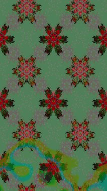 Raster düz çiçekleri pürüzsüz desen. Yeşil ve gri renkli çiçekler. Tasarım hediye paketi, tebrik kartları, posterler ve afiş tasarımı.