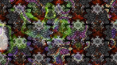 Düz Çiçek Elementleri Tasarımı. Gri renkli çiçekler. Çiçek desenli çizim. Raster illüstrasyonu. Renkli Bahar Teması eskiz kalıbı. Asya tekstil tarzında.