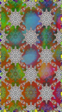 Çiçekli karalama şeklinde Raster çiçek deseni. Nazikçe, güzel çiçek arkaplanı. Kahverengi ve gri renkte çiçekler.