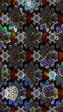 Çiçekli çiçek deseni, suluboya. Siyah ve gri renkli çiçekler. Renkli Bahar Teması eskiz kalıbı. Düz Çiçek Elementleri Tasarım Raster illüstrasyonu.