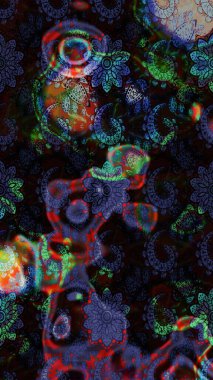 Düz Çiçek Elementleri Tasarımı. Çiçek deseni. Renkli Bahar Teması eskiz kalıbı. Raster çizimi. Güzel kumaş deseni..