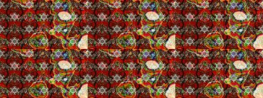 Gömlek, arka plan modelini çiz. Tropik çiçekler. Kahverengi ve kırmızı renkte çiçekler.