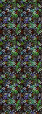 Renkli Bahar Teması eskiz kalıbı. Düz Çiçek Elementleri Tasarımı. Gri ve siyah renkli çiçekler. Raster illüstrasyonunda çiçek deseni çizimi.